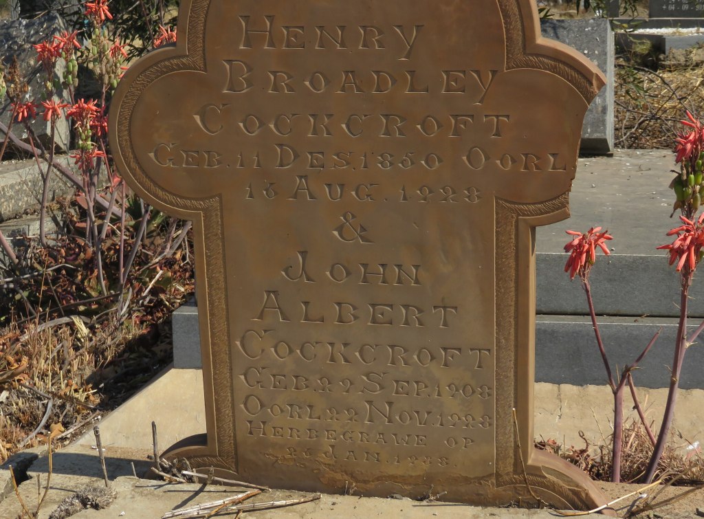 Oranjeville grave Cockcroft
